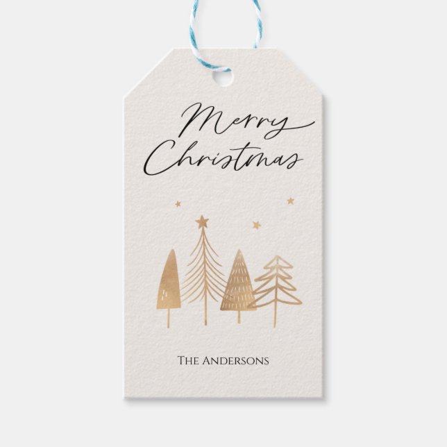 Anpassat guld Gräs Modern God jul Presentetikett (Framsidan)