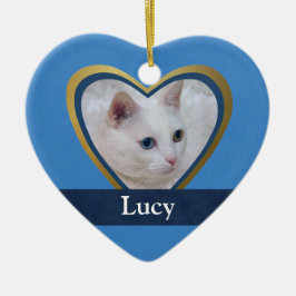 Anpassat Heart-Shape Pet Photo Ram Julgransprydnad Keramik