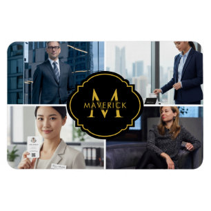 Anpassat initialnamn med fyra bilder Premium-utsee Magnet