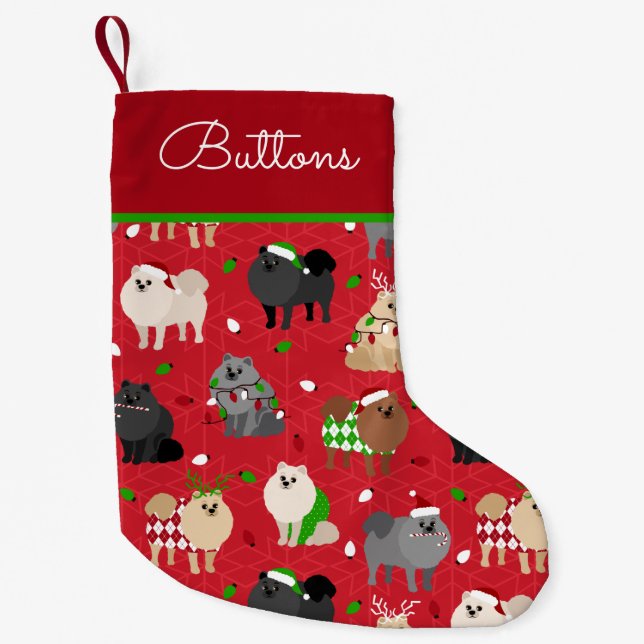 Anpassat julnamn för Pommern Liten Julstrumpa (Framsidan)