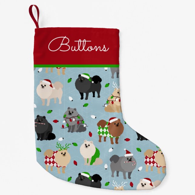 Anpassat julnamn för Pommern Liten Julstrumpa (Framsidan)