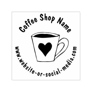Anpassat kafé namn och webbplats kampanj självfärgande stämpel