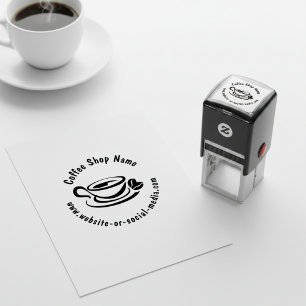 Anpassat kafé namn och webbplats självfärgande stämpel