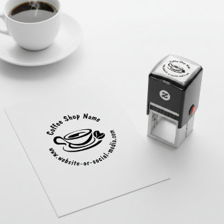 Anpassat kafé namn och webbplats självfärgande stämpel