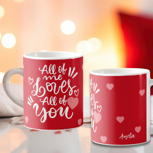 Anpassat kärleksbudskap Hjärtan Personligt namn Kaffemugg