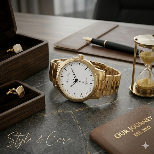 Anpassat klocka för bröllopspresent med namn och d (Custom Name and Date Couple Wedding Gift Watch)
