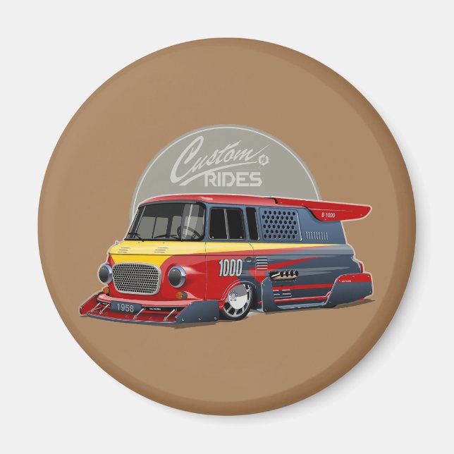 Anpassat koncept för retro tävling van magnet (Framsidan)