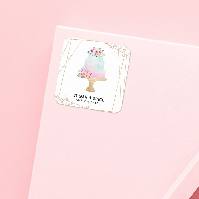 Anpassat konditori företags kort fyrkantigt klistermärke (Skapare uppladdad)
