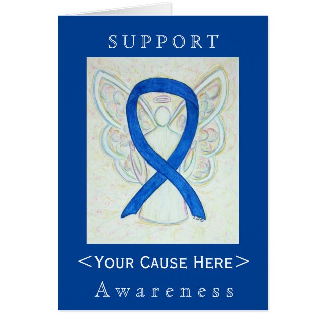 Anpassat kort för Blue Awareness Ribbon Angel (Framsidan)