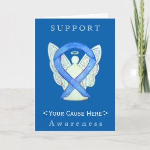 Anpassat kort för Blue Awareness Ribbon Angel