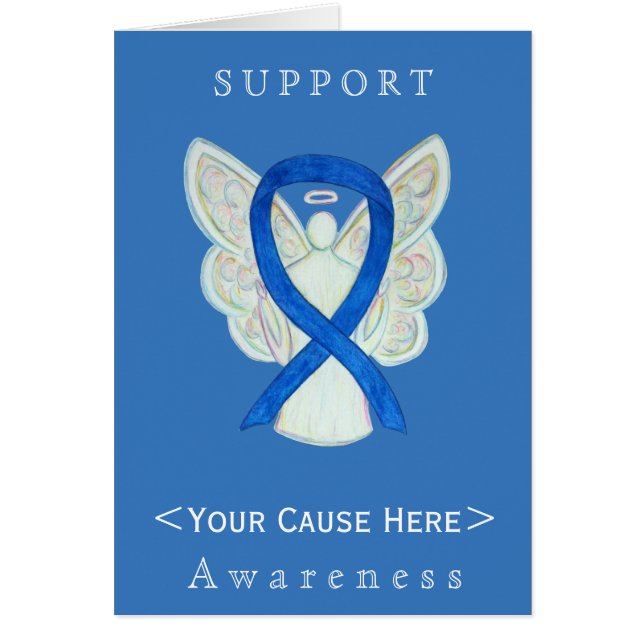 Anpassat kort för Blue Awareness Ribbon Angel (Framsidan)