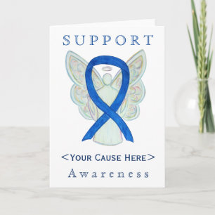 Anpassat kort för Blue Awareness Ribbon Angel