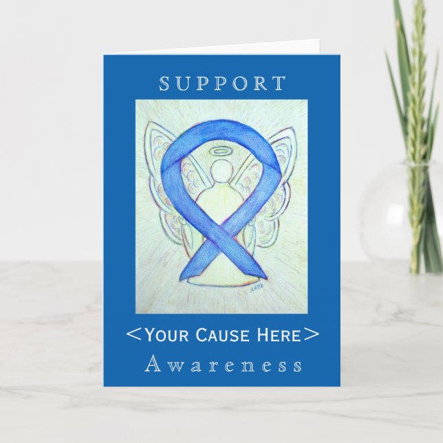 Anpassat kort för Blue Awareness Ribbon Angel (Framsida)