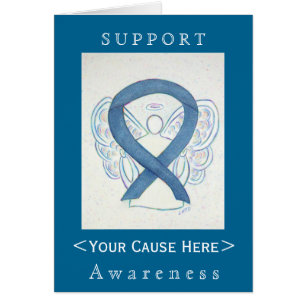 Anpassat kort för Blue Denim Awareness Ribbon Ange