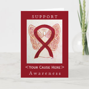 Anpassat kort för Burgundy Awareness Ribbon Angel