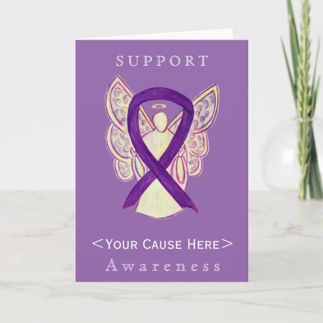 Anpassat kort för lila Awareness Ribbon Angel (Framsida)