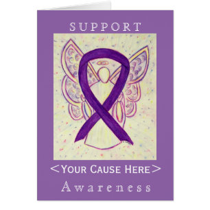 Anpassat kort för lila Awareness Ribbon Angel