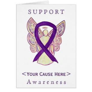Anpassat kort för lila Awareness Ribbon Angel