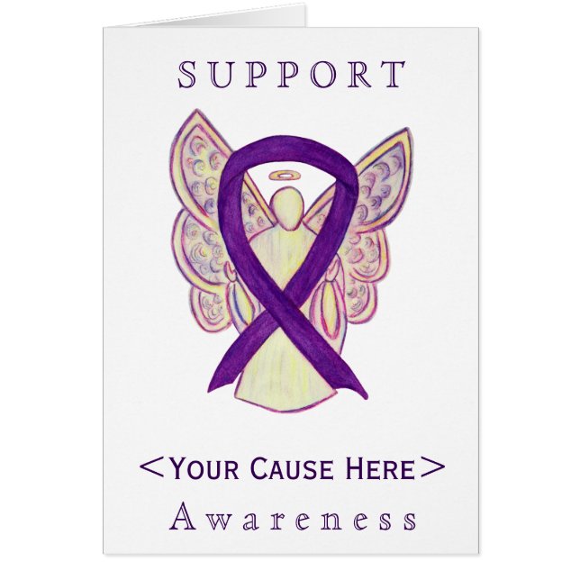 Anpassat kort för lila Awareness Ribbon Angel (Framsidan)