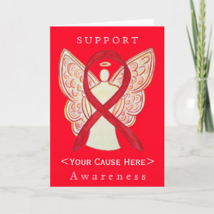 Anpassat kort för Red Awareness Ribbon Angel