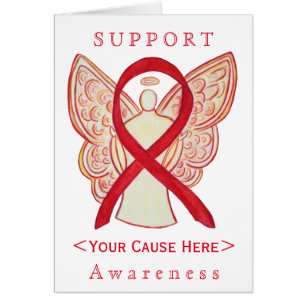 Anpassat kort för Red Awareness Ribbon Angel