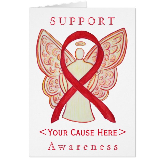 Anpassat kort för Red Awareness Ribbon Angel (Framsidan)