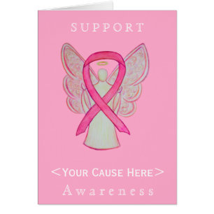 Anpassat kort för rosa Awareness Ribbon Angel