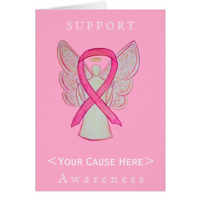 Anpassat kort för rosa Awareness Ribbon Angel (Framsidan)