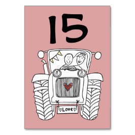 Anpassat Landligt Bröllop Traktor Bordnummer Bordsnummer