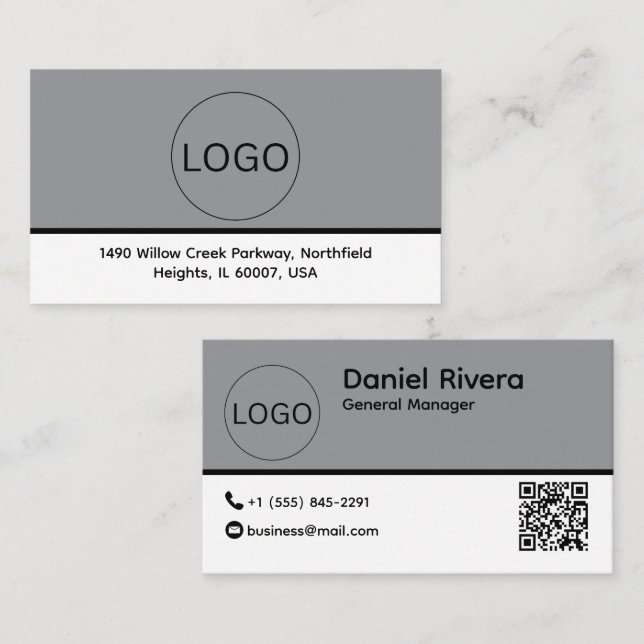 Anpassat logotyp och QR-kod näringslivskort Visitkort (Fram/baksida)