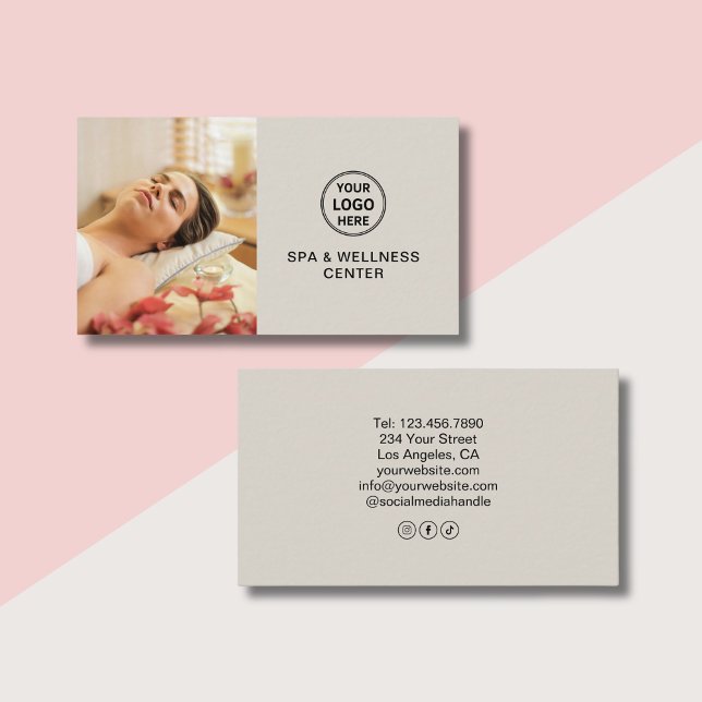 Anpassat logotyp Spa Wellnesscenter Professionell Visitkort (Custom Logo Spa Wellness Center Professional Business Card)