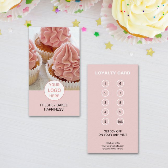 Anpassat logotypbageri professionell verksamhet  lojalitetskort (Custom Logo Bakery Professional Business Loyalty Card)