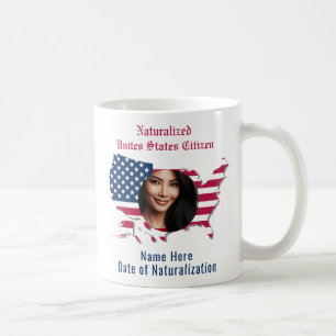 Anpassat medborgarfoto i USA flagga Karta Kaffemugg