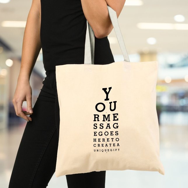 Anpassat meddelande Kul syntest Optikerdiagram Tygkasse (Custom Message Fun Eye Sight Test Optician Chart Tote Bag)