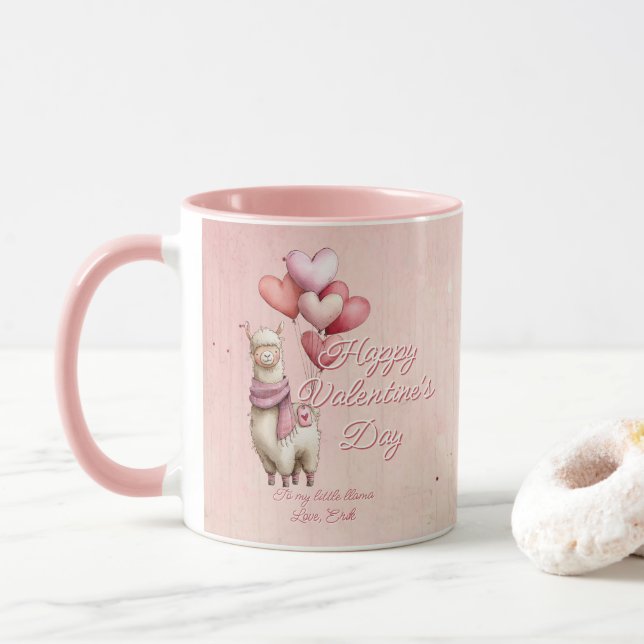 Anpassat meddelande Lama Djur Alla hjärtans dag Mugg (Med munk)