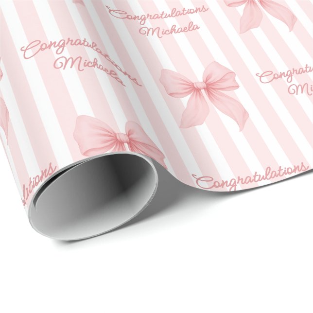 Anpassat meddelande Rosa Coquette-smycken Grattis Presentpapper (Rullad Hörn)