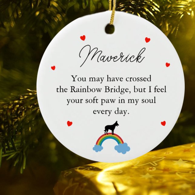 Anpassat minne för belgisk malinois hund julgransprydnad keramik (Skapare uppladdad)