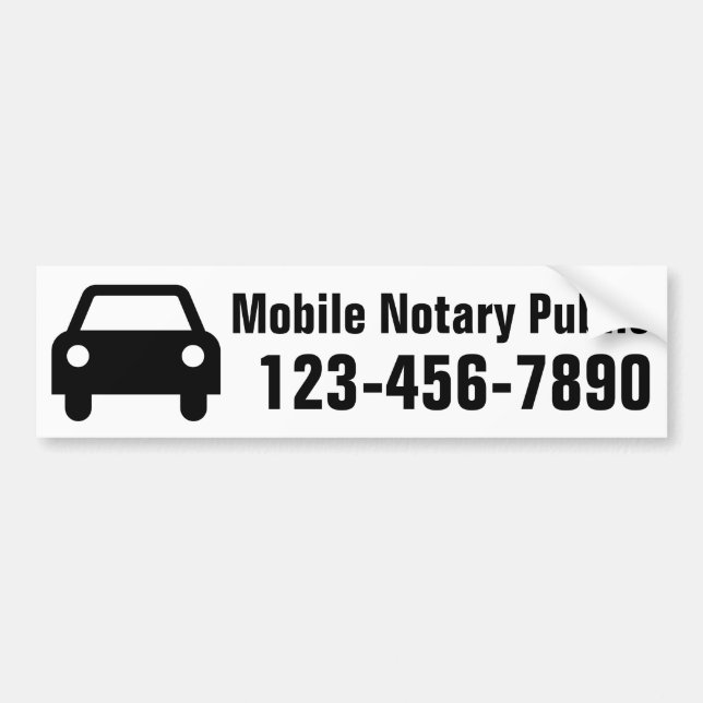 Anpassat Mobilt nummer för Mobile Notary Public Bildekal (Framsidan)
