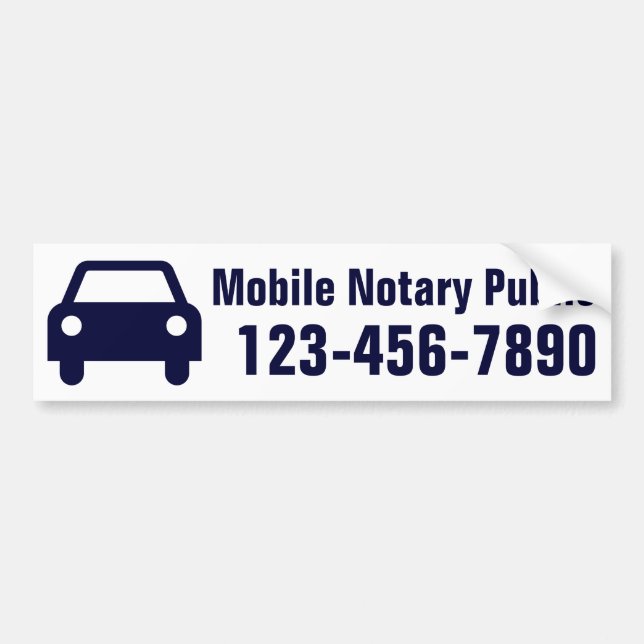 Anpassat Mobilt nummer för Mobile Notary Public Bildekal (Framsidan)