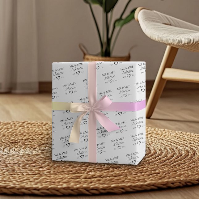 Anpassat Mr & Mrs Par årsdag  Presentpapper (Customized Mr & Mrs Couples Anniversary Wrapping Paper)