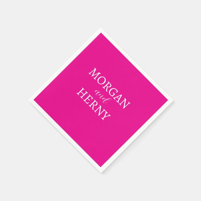 ANPASSAT NÄM STILIG MODERN ROSA FÄRG BRÖLLLOP PAPPERSSERVETT (Hörn)