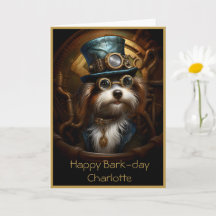 Anpassat namn 033-kort för Cute Birthday Steampunk