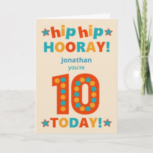 Anpassat namn 10-årsdag Hip Hooray Kort