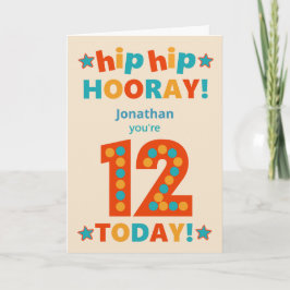 Anpassat namn 12:e Birthday Hip Hooray Kort