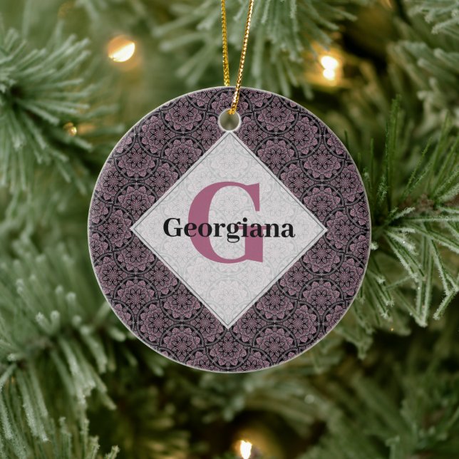 Anpassat namn 1920-talet Dusky Ro Blommigt Fronds  Julgransprydnad Keramik (Träd)