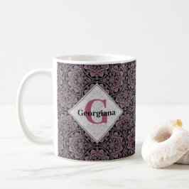 Anpassat namn 1920-talet Dusky Ro Blommigt Fronds  Kaffemugg