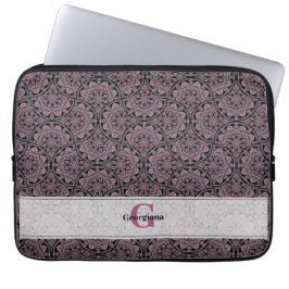 Anpassat namn 1920-talet Dusky Ro Blommigt Fronds  Laptop Fodral