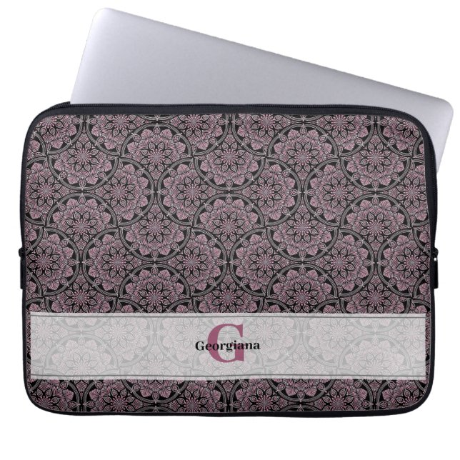 Anpassat namn 1920-talet Dusky Ro Blommigt Fronds  Laptop Fodral (Framsidan)