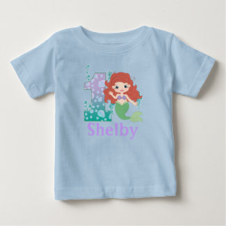 Anpassat namn 1:a födelsedagen Princess Sjöjungfru Tee Shirt