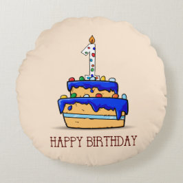 Anpassat namn, 1:a födelsedagen, Sötblå kummel Rund Kudde